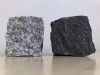 Kostka granitowa, łupana, szara (polski, mrozoodporny granit średnioziarnisty) i czarna (granit szwedzki)