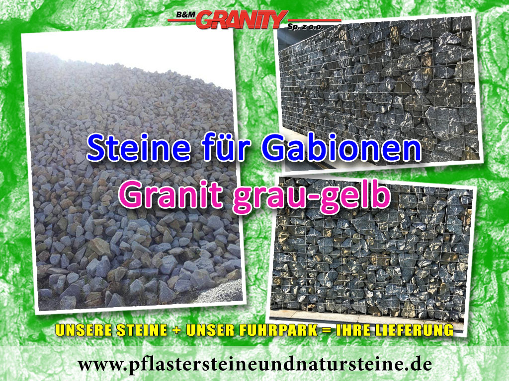grau-gelber Granit für Gabionen